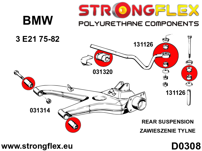 036098B: KIT DE SILENTBLOCKS DE SUSPENSION COMPLETA E21